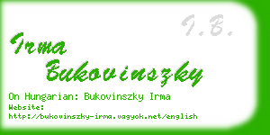 irma bukovinszky business card